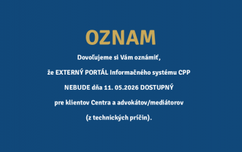 Externý portál IS CPP  - dňa 11.05.2026 NEDOSTUPNÝ