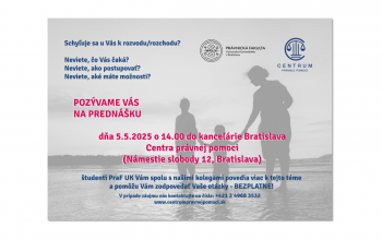 Prednáška k téme rozvodu UŽ budúci týždeň  - 5.5.2025!